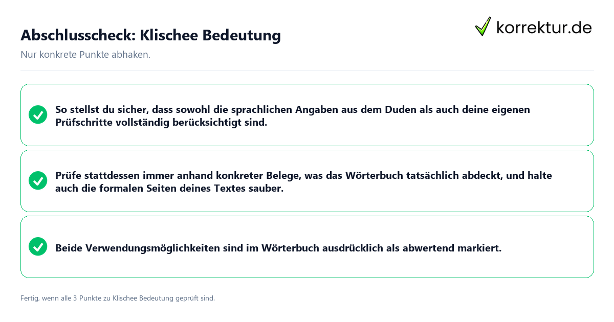 Abschlusscheck: Klischee Bedeutung Konkreter Abschlusscheck zu Klischee Bedeutung