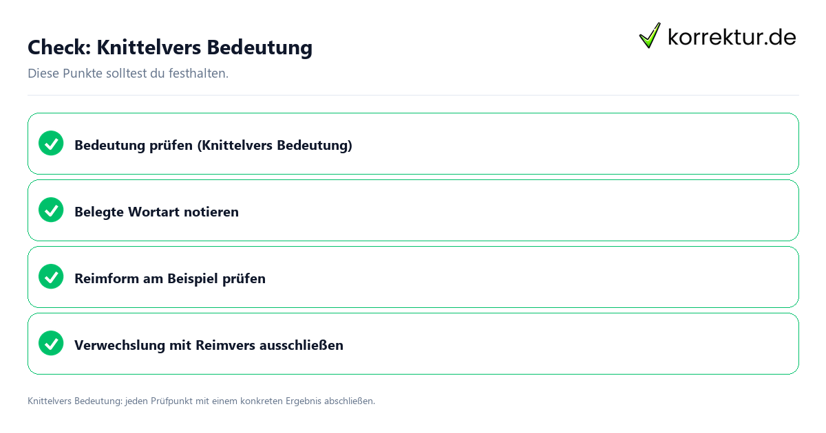 Knittelvers Bedeutung mit einer themenspezifischen Checkliste