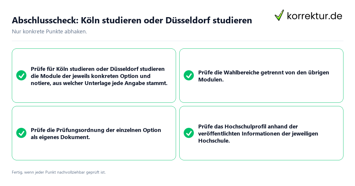 Abschlusscheck: Köln studieren oder Düsseldorf studieren Konkreter Abschlusscheck zu Köln studieren oder Düsseldorf studieren