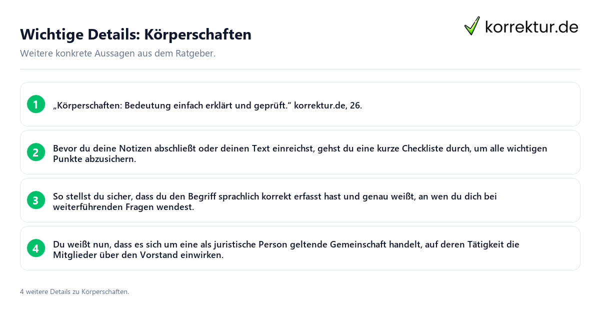 Konkrete Details zu Körperschaften