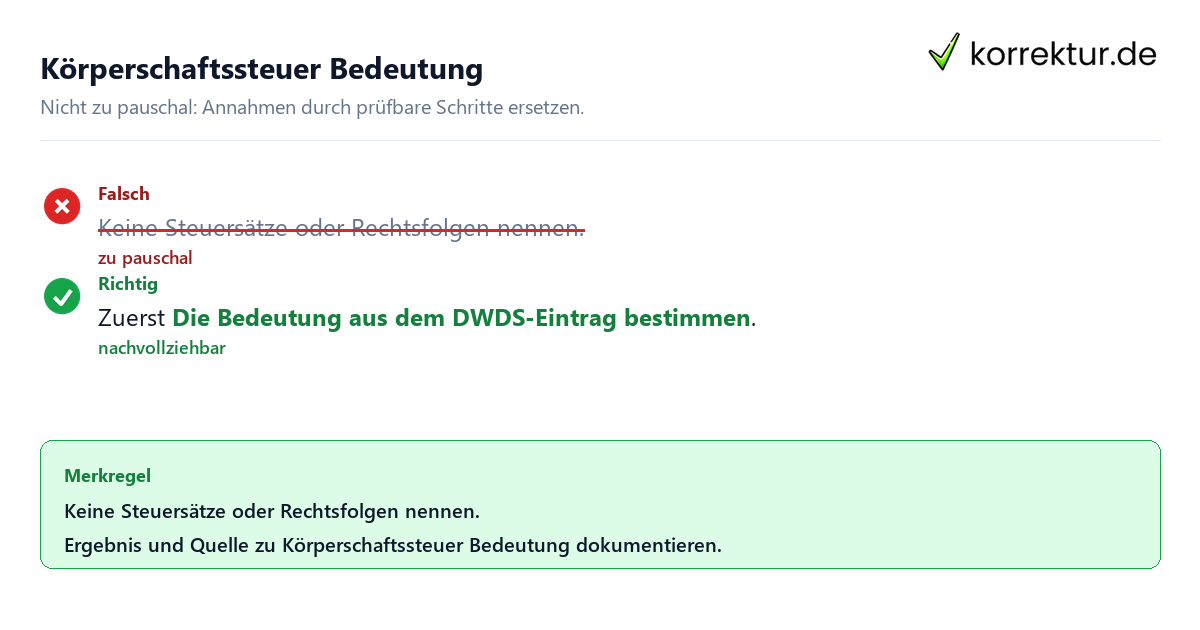 Ungeeignete und belastbare Vorgehensweise bei Körperschaftssteuer Bedeutung
