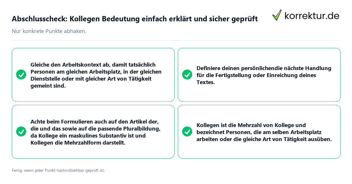 Abschlusscheck: Kollegen Bedeutung einfach erklärt und sicher geprüft Konkreter Abschlusscheck zu Kollegen Bedeutung einfach erklärt und sicher geprüft