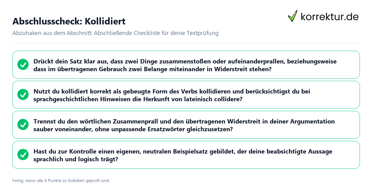 Konkreter Abschlusscheck zu Kollidiert