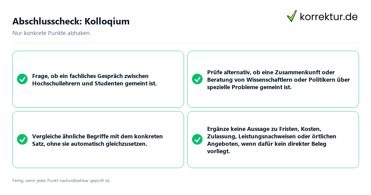 Konkreter Abschlusscheck zu Kolloqium