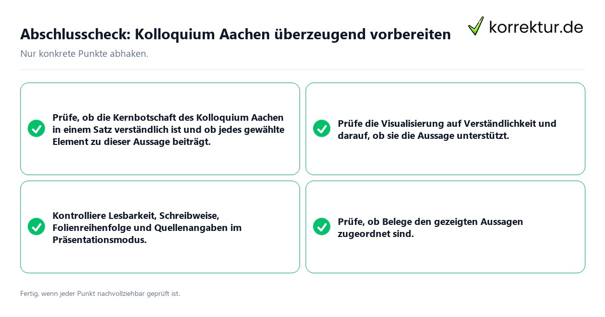 Konkreter Abschlusscheck zu Kolloquium Aachen überzeugend vorbereiten