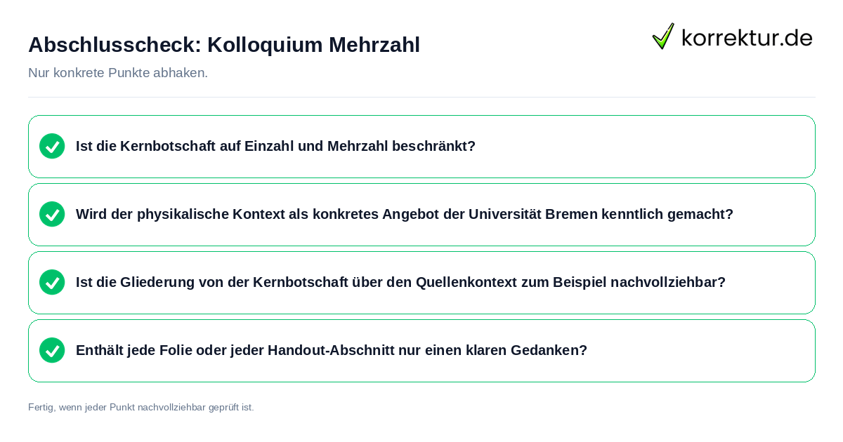 Konkreter Abschlusscheck zu Kolloquium Mehrzahl