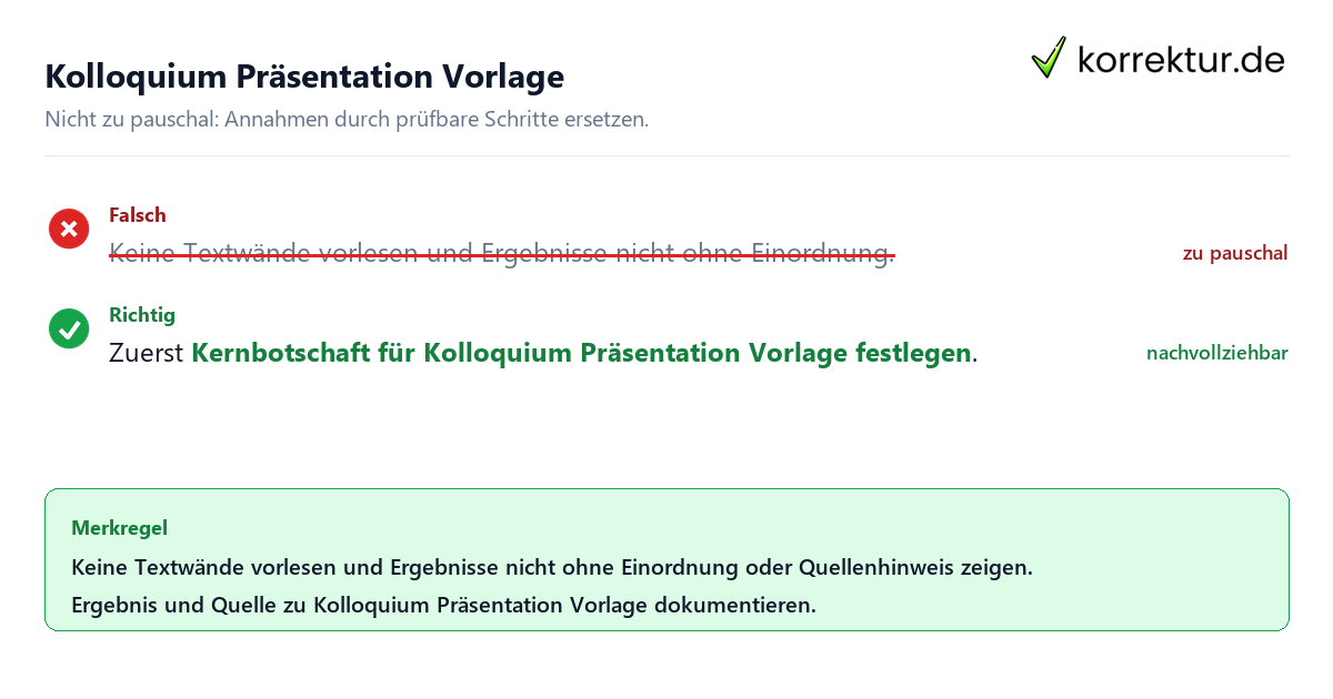 Ungeeignete und belastbare Vorgehensweise bei Kolloquium Präsentation Vorlage