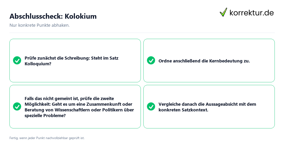 Abschlusscheck: Kolokium Konkreter Abschlusscheck zu Kolokium