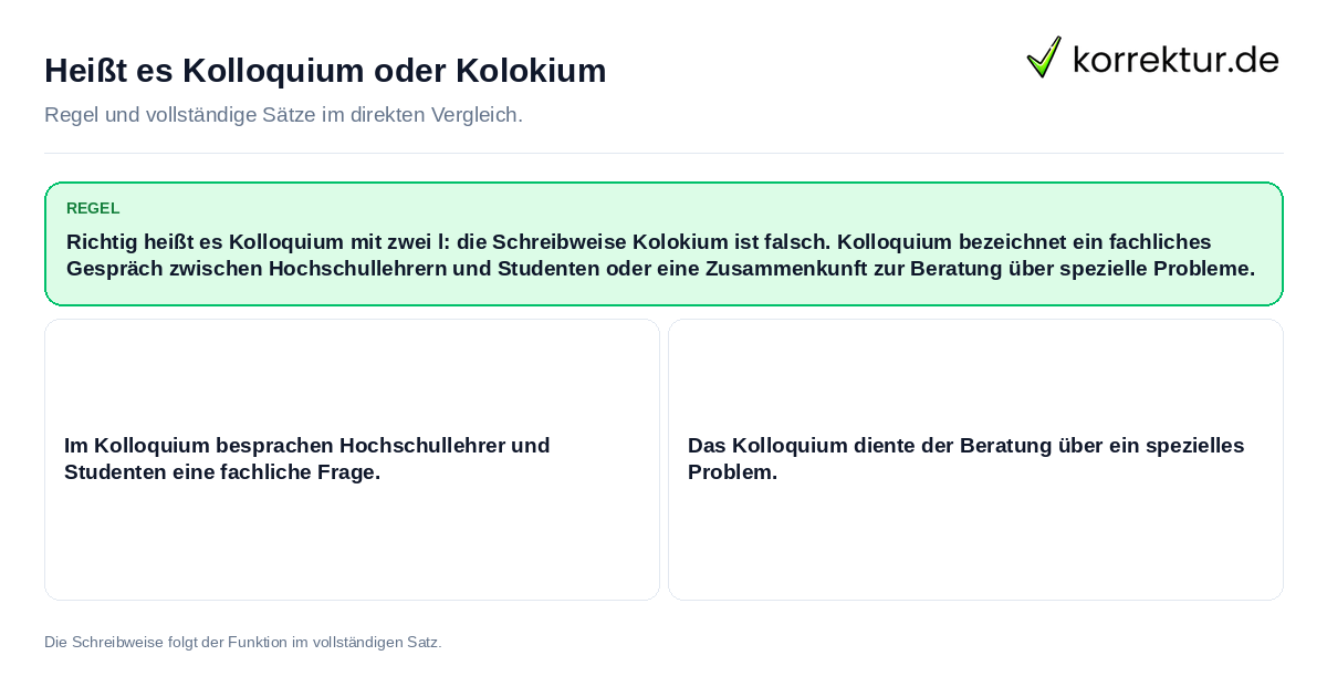 Heißt es Kolloquium oder Kolokium Konkrete Regel und vollständige Beispielsätze zu Heißt es Kolloquium oder Kolokium