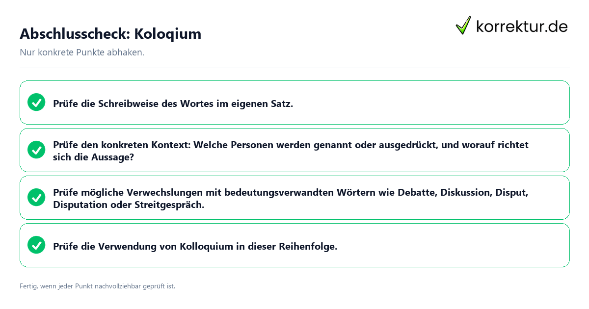 Abschlusscheck: Koloqium Konkreter Abschlusscheck zu Koloqium