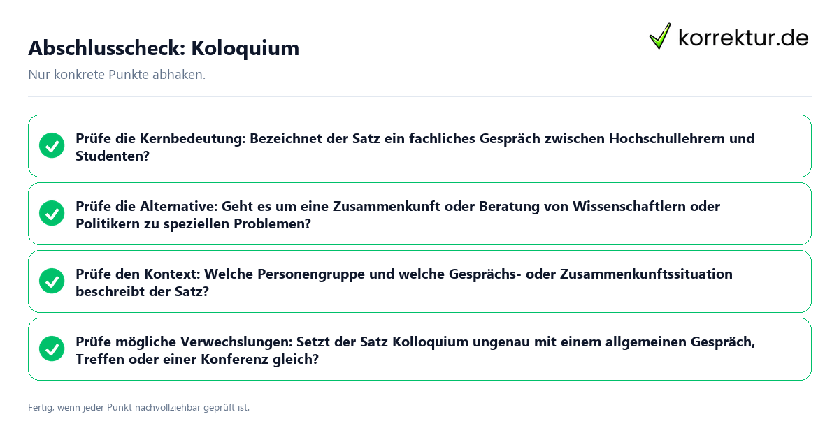 Konkreter Abschlusscheck zu Koloquium