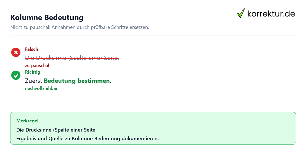Ungeeignete und belastbare Vorgehensweise bei Kolumne Bedeutung