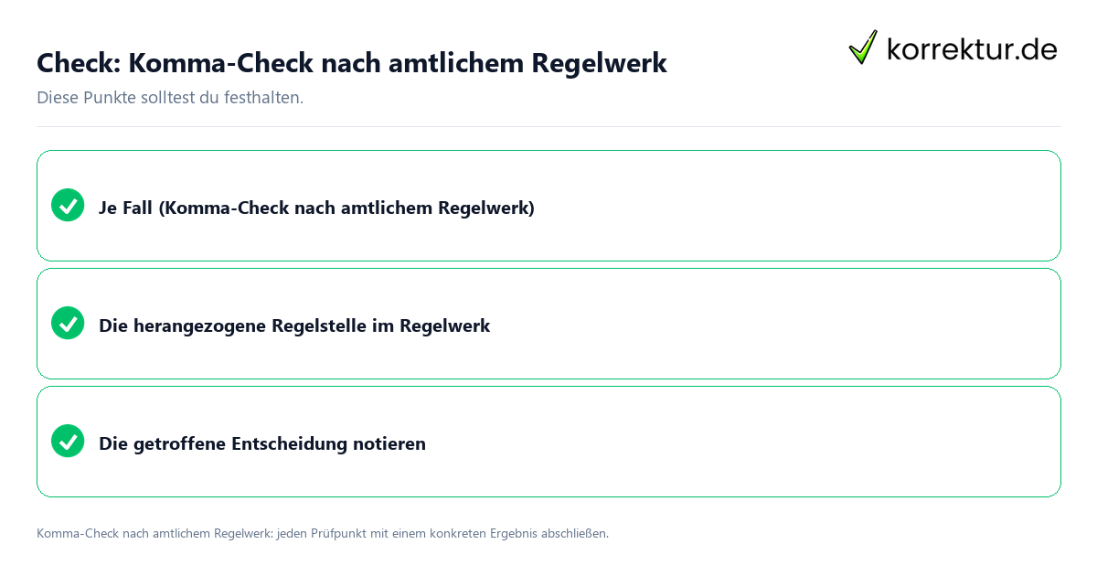 Check: Komma-Check nach amtlichem Regelwerk Komma-Check nach amtlichem Regelwerk mit einer themenspezifischen Checkliste