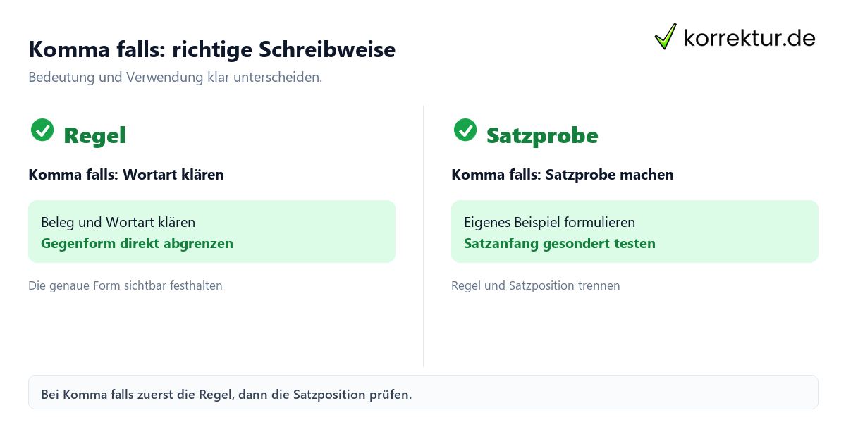 Komma falls: richtige Schreibweise mit Bedeutung und passender Verwendung im Vergleich