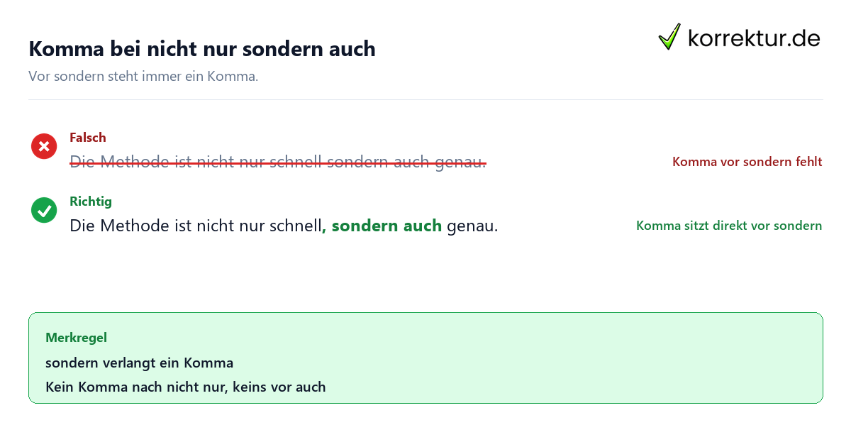 Komma bei nicht nur sondern auch Komma bei nicht nur sondern auch: Beispiel mit Rotstift-Korrektur