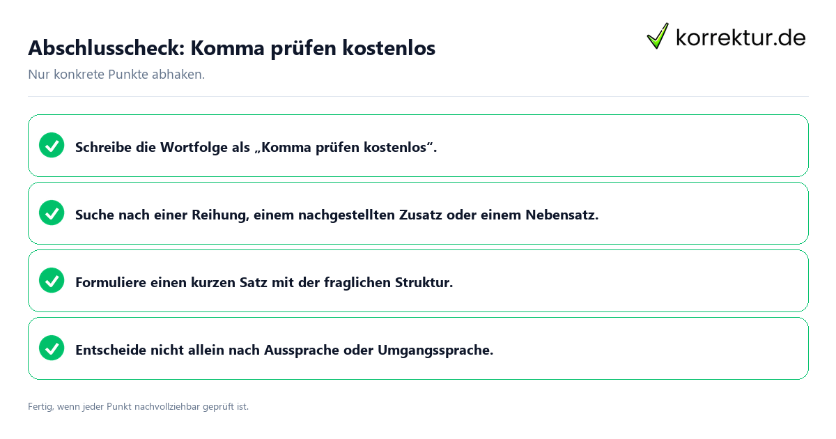Konkreter Abschlusscheck zu Komma prüfen kostenlos