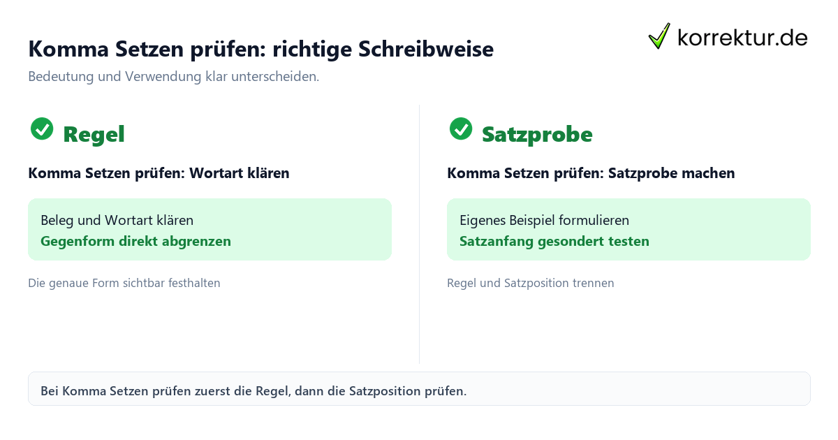 Komma Setzen prüfen: richtige Schreibweise Komma Setzen prüfen: richtige Schreibweise mit Bedeutung und passender Verwendung im Vergleich