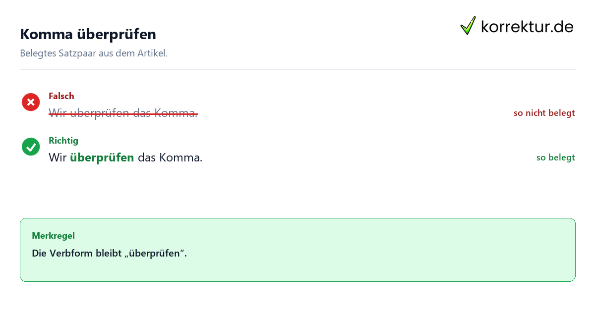 Komma überprüfen Falsches und richtiges Satzbeispiel zu Komma überprüfen