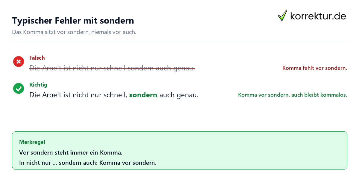 Komma vor sondern: Rotstift-Beispiel Paarformel