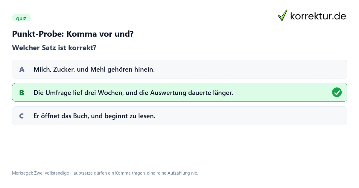Quiz zum Komma vor und mit Punkt-Probe