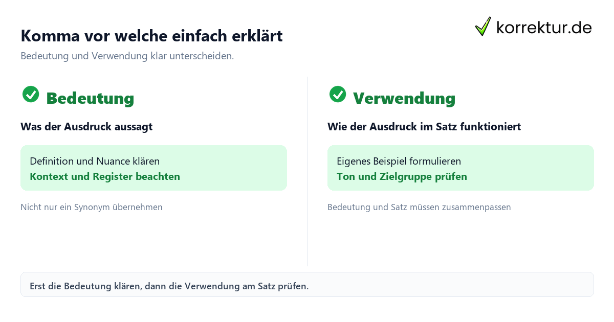 Komma vor welche einfach erklärt mit Bedeutung und passender Verwendung im Vergleich