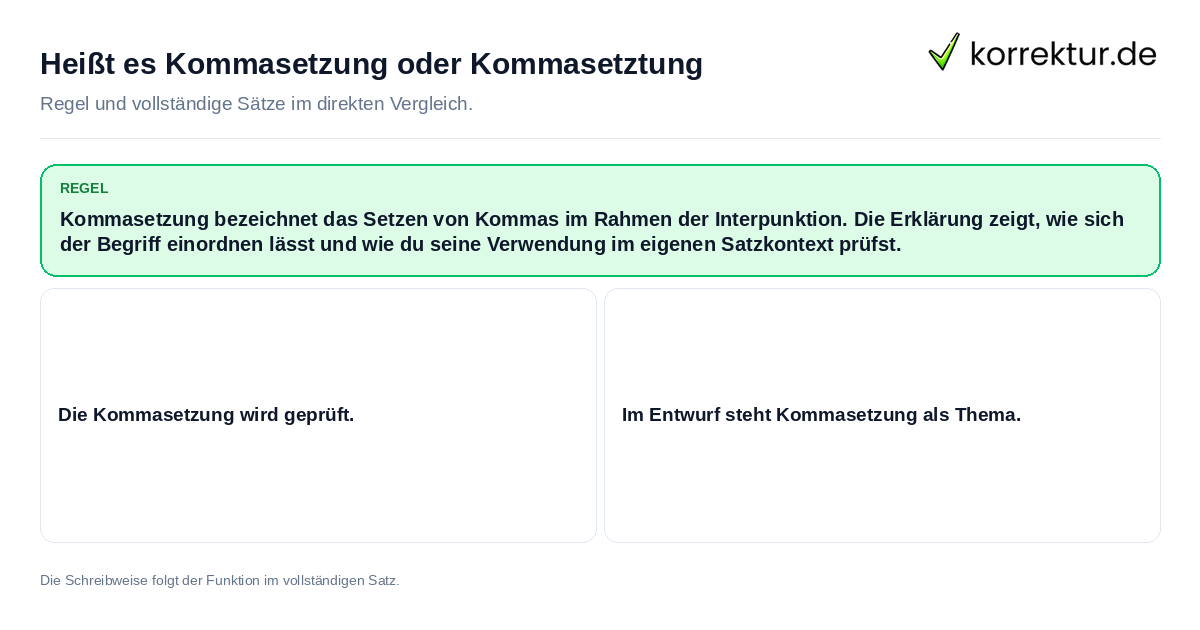 Heißt es Kommasetzung oder Kommasetztung Konkrete Regel und vollständige Beispielsätze zu Heißt es Kommasetzung oder Kommasetztung