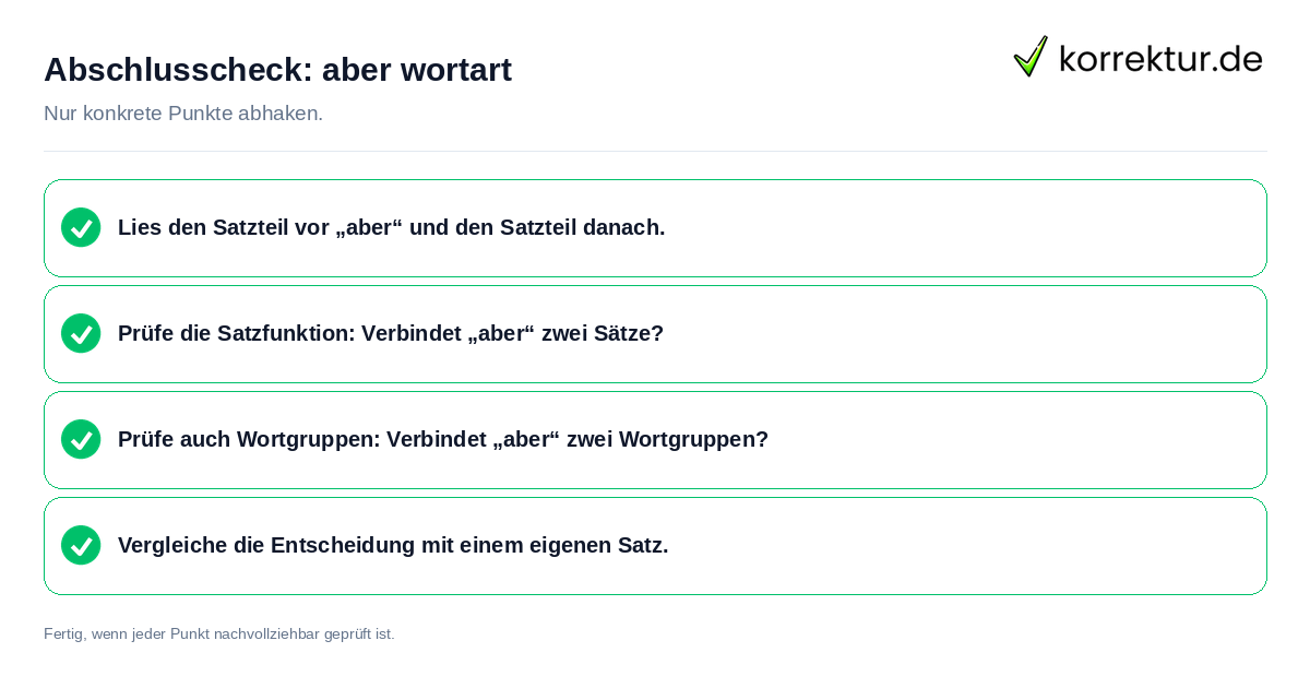 Abschlusscheck: aber wortart Konkreter Abschlusscheck zu aber wortart
