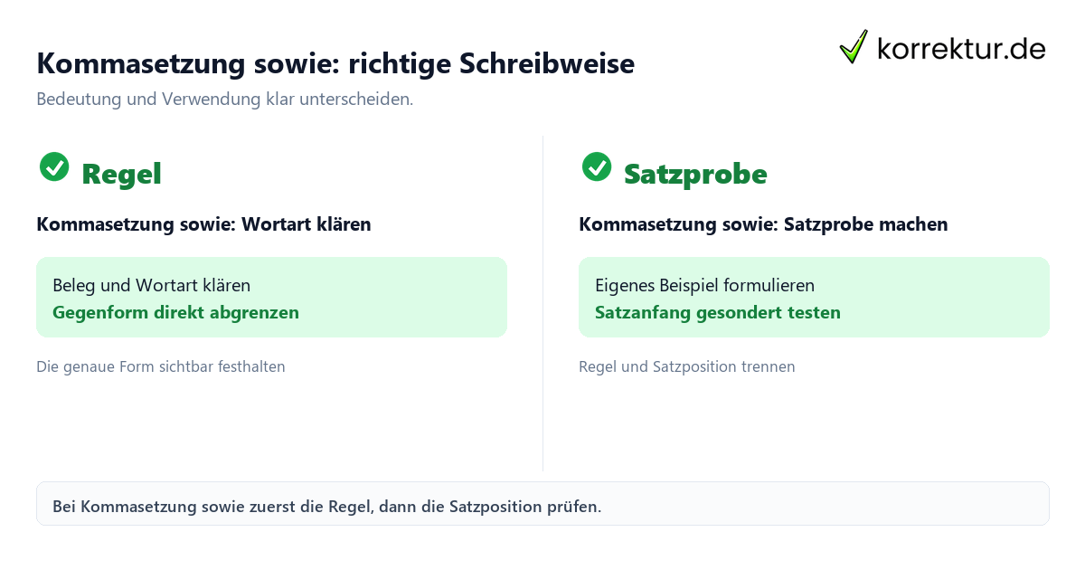 Kommasetzung sowie: richtige Schreibweise Kommasetzung sowie: richtige Schreibweise mit Bedeutung und passender Verwendung im Vergleich