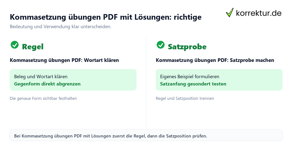 Kommasetzung übungen PDF mit Lösungen: richtige Schreibweise Kommasetzung übungen PDF mit Lösungen: richtige Schreibweise mit Bedeutung und passender Verwendung im Vergleich