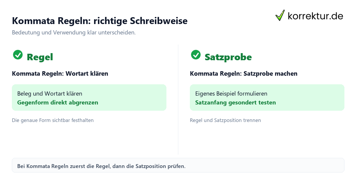 Kommata Regeln: richtige Schreibweise mit Bedeutung und passender Verwendung im Vergleich