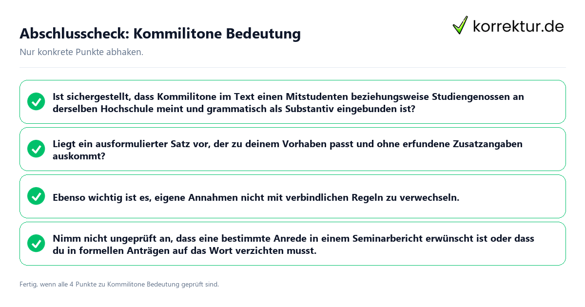 Abschlusscheck: Kommilitone Bedeutung Konkreter Abschlusscheck zu Kommilitone Bedeutung