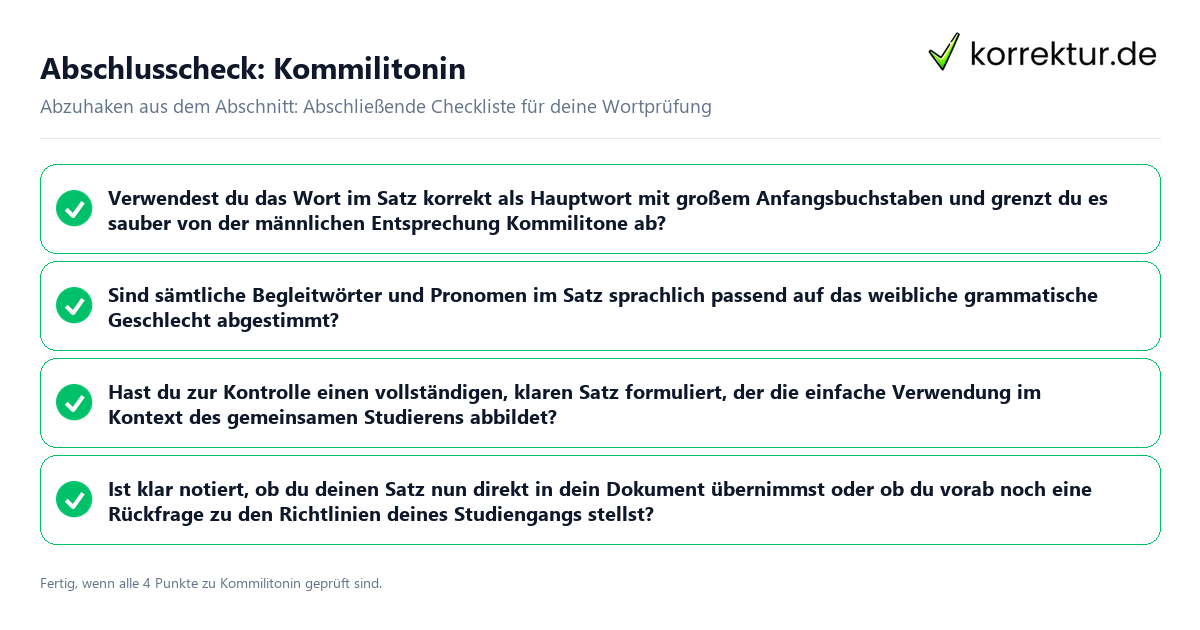 Konkreter Abschlusscheck zu Kommilitonin