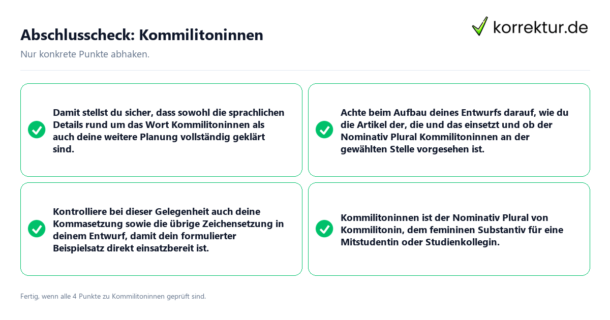 Konkreter Abschlusscheck zu Kommilitoninnen