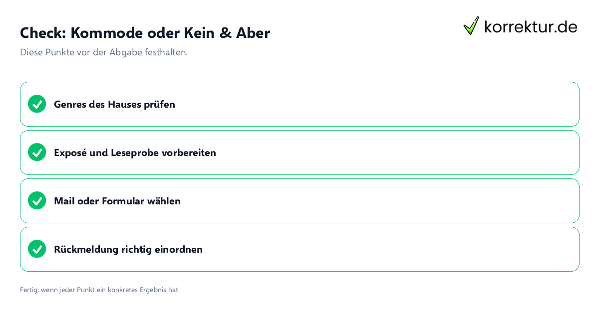 Check: Kommode oder Kein & Aber Kommode oder Kein & Aber: Prüfliste mit vier Punkten