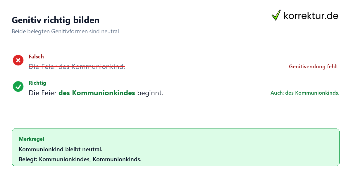 Genitiv richtig bilden Kommunionkind richtig gendern und passend verwenden im Genitiv