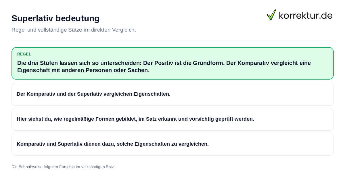 Konkrete Regel und vollständige Beispielsätze zu Superlativ bedeutung