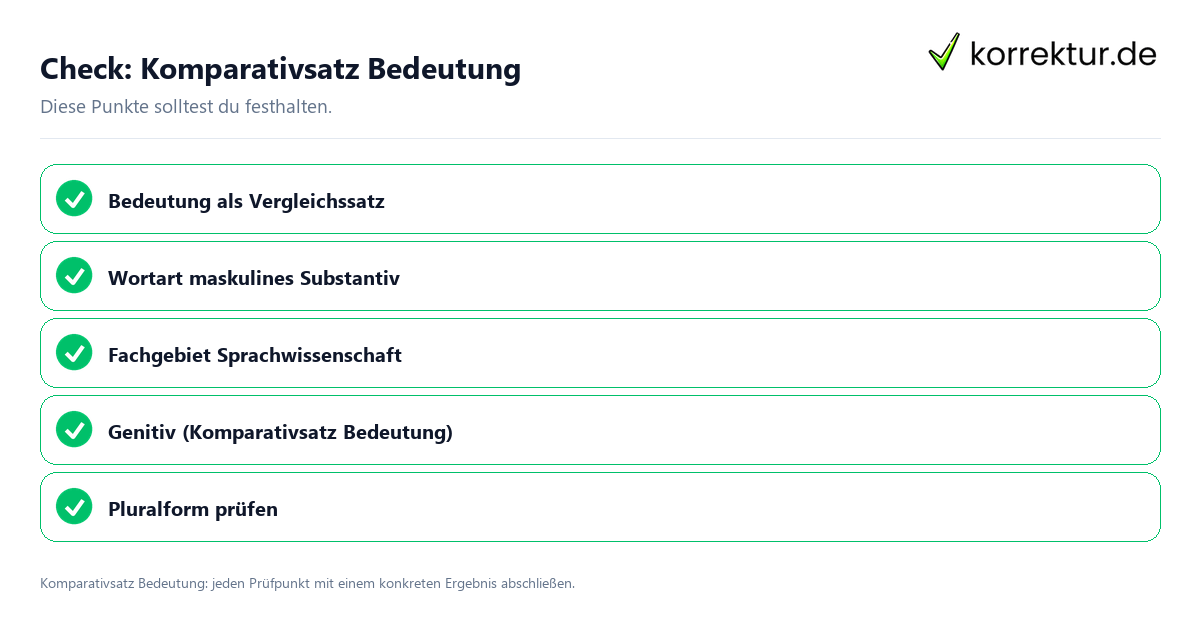 Komparativsatz Bedeutung mit einer themenspezifischen Checkliste