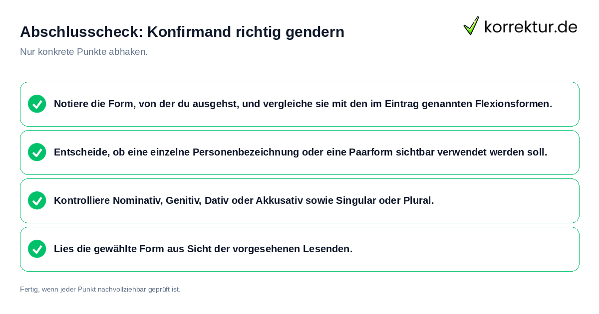 Abschlusscheck: Konfirmand richtig gendern Konkreter Abschlusscheck zu Konfirmand richtig gendern