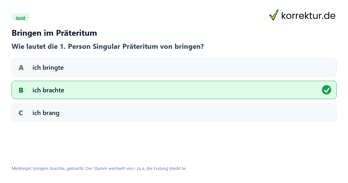 Konjugation bringen: Quiz zum Präteritum