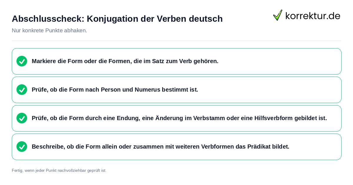 Konkreter Abschlusscheck zu Konjugation der Verben deutsch