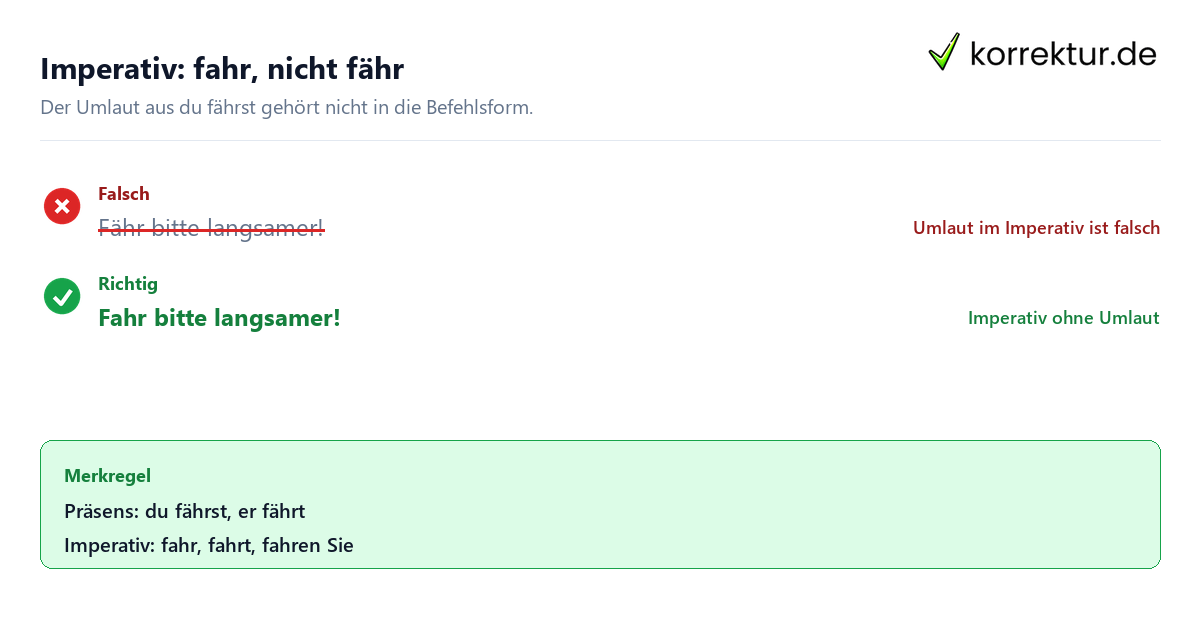 Konjugation fahren: Imperativ ohne Umlaut