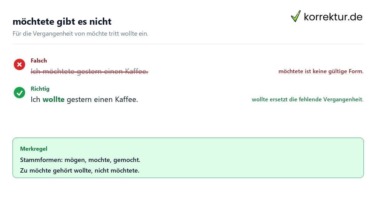 Konjugation mögen: möchtete ist falsch, richtig ist wollte