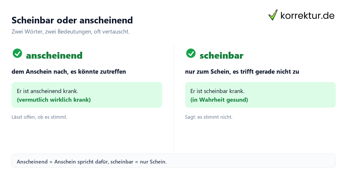 Konjugation scheinen: scheinbar oder anscheinend im Vergleich