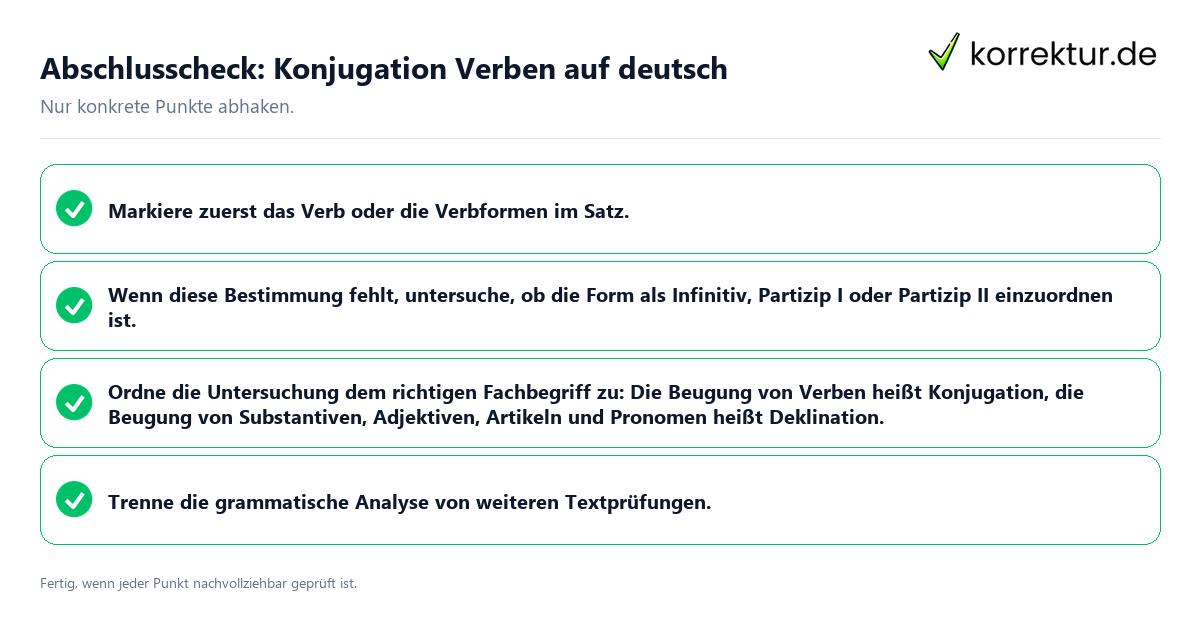 Konkreter Abschlusscheck zu Konjugation Verben auf deutsch