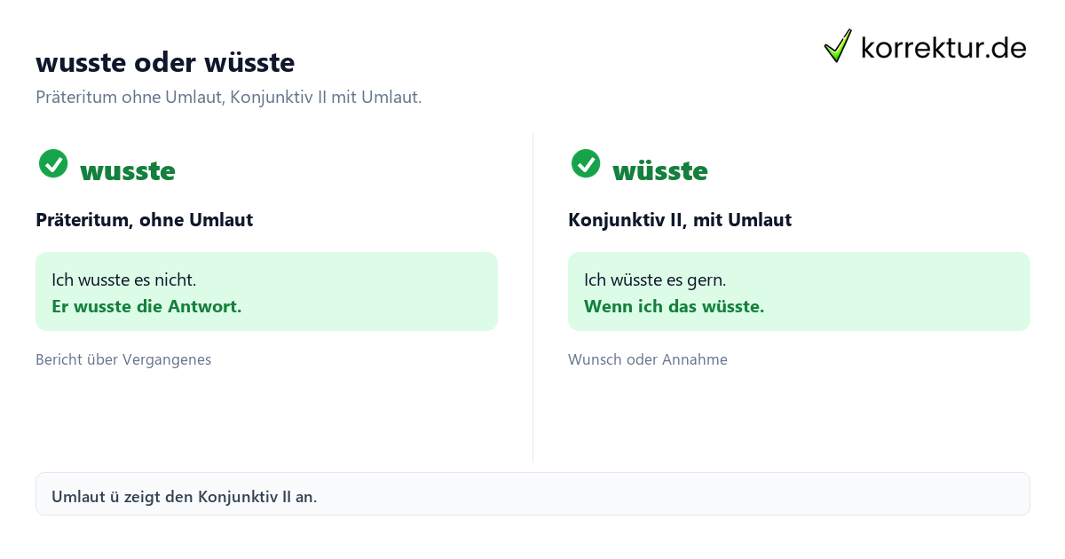 wusste oder wüsste Konjugation wissen: wusste oder wüsste unterscheiden