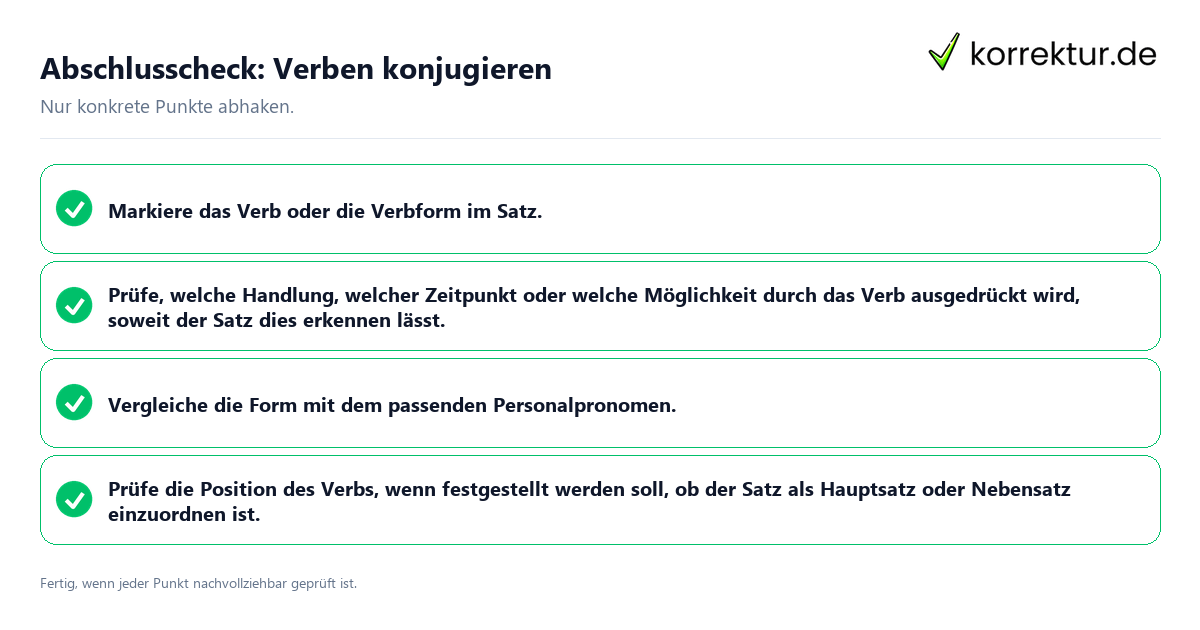 Konkreter Abschlusscheck zu Verben konjugieren