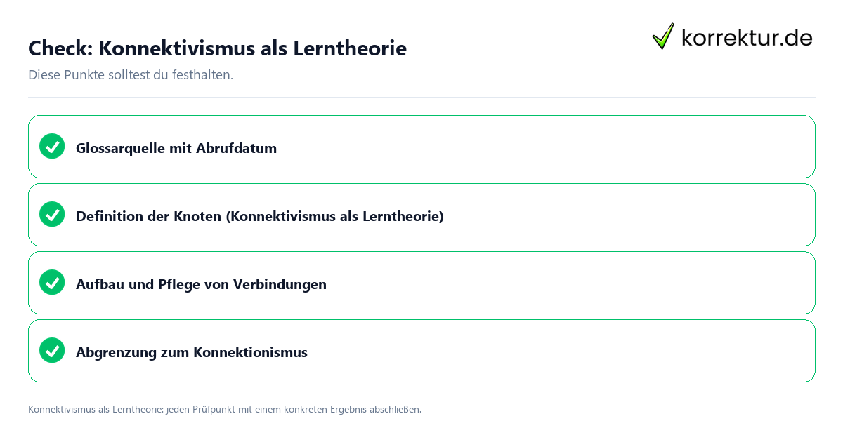 Konnektivismus als Lerntheorie mit einer themenspezifischen Checkliste