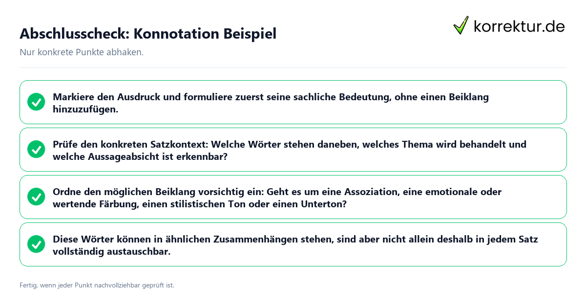Konkreter Abschlusscheck zu Konnotation Beispiel
