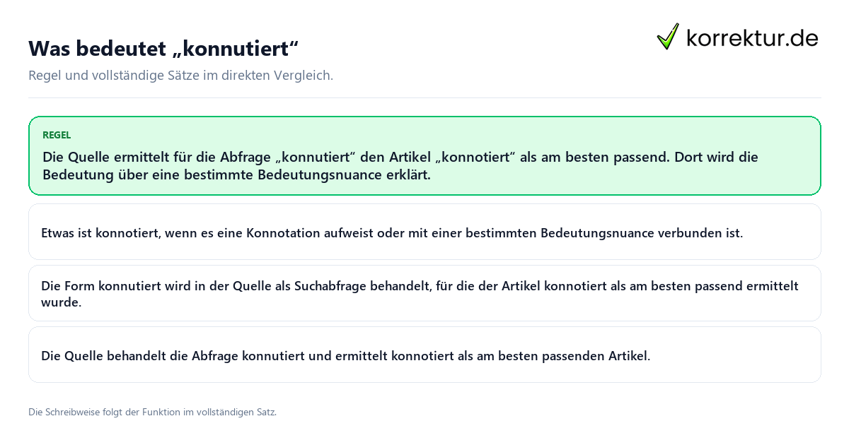 Was bedeutet „konnutiert“ Konkrete Regel und vollständige Beispielsätze zu Was bedeutet „konnutiert“