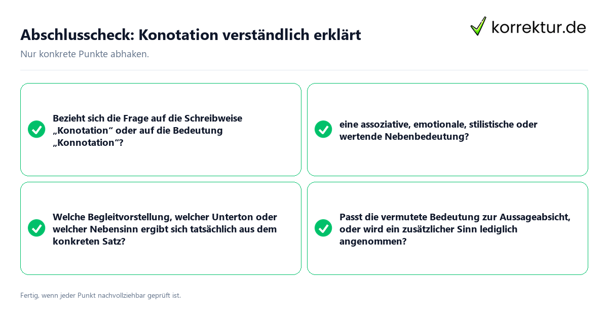 Konkreter Abschlusscheck zu Konotation verständlich erklärt